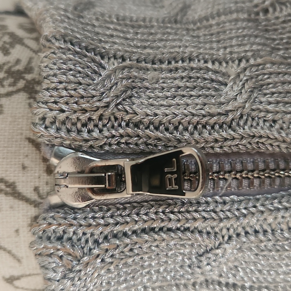 RALPH LAUREN Metallic silver cable Knit Zip-Up Sweater - Picture 3 of 9